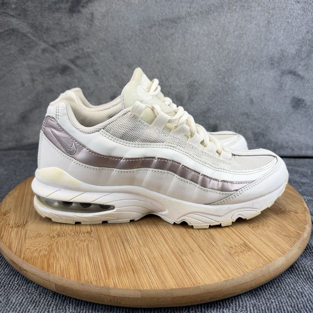 Nike Air Max 95 Shoes Boys Size 6Y White Silver Mesh Sneakers 310830-015